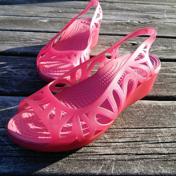 Crocs Pink Jelly Adrina Mini Wedge Sandals - Picture 1 of 7